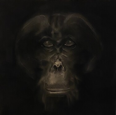 Dessin intitulée "Masque 2 - Orang-ou…" par Ismaël Maurey, Œuvre d'art originale, Graphite