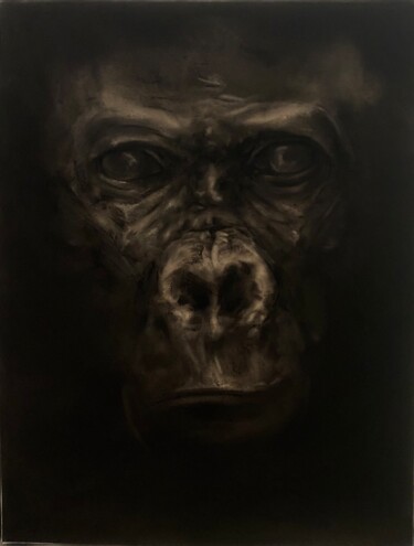 Zeichnungen mit dem Titel "Masque 1 - Gorille" von Ismaël Maurey, Original-Kunstwerk, Graphit