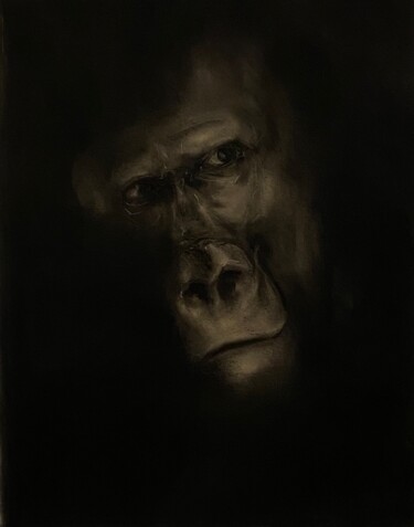 Dibujo titulada "Masque 7 - Gorille" por Ismaël Maurey, Obra de arte original, Carbón