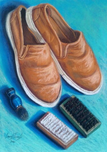 Painting titled "My brown shoe" by Ismail Lawal, Original Artwork, Pastel