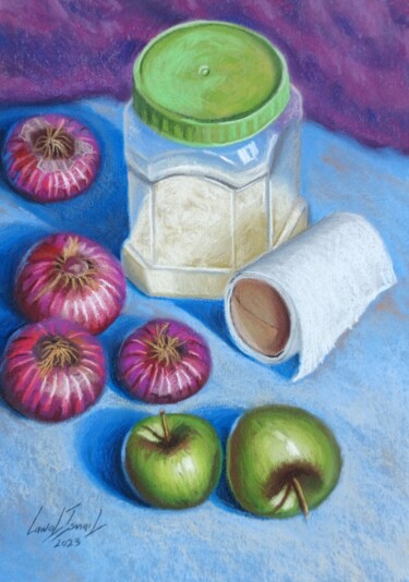 Pintura titulada "Dry milk container,…" por Ismail Lawal, Obra de arte original, Pastel