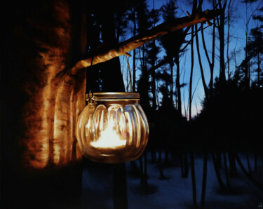 Картина под названием "Candlelit Sunset" - Isobel Hamilton, Подлинное произведение искусства, Акрил Установлен на Деревянная…