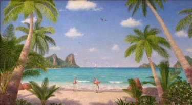 Malarstwo zatytułowany „Tropic idyll.” autorstwa Creator, Oryginalna praca, Olej