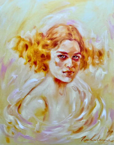 Painting titled "Girl from the past" by Isolde Pavlovskaya, Original Artwork, Oil Mounted on Wood Stretcher frame