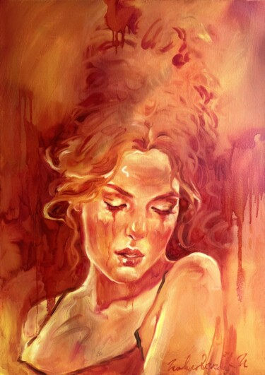 Картина под названием "Burnt Wings" - Isolde Pavlovskaya, Подлинное произведение искусства, Масло Установлен на Деревянная р…