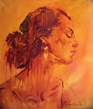 Painting titled "Ashes of my heart" by Isolde Pavlovskaya, Original Artwork, Oil Mounted on Wood Stretcher frame