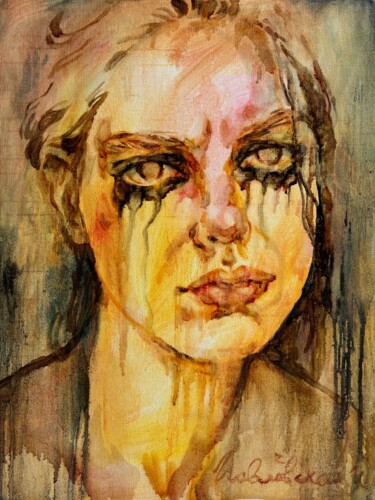 Painting titled "Emptiness" by Isolde Pavlovskaya, Original Artwork, Oil Mounted on Cardboard