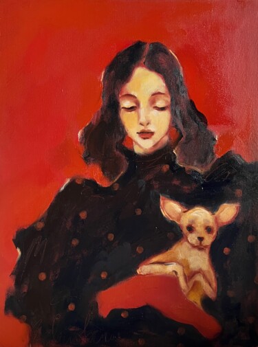 Картина под названием "My big heart" - Isolde Pavlovskaya, Подлинное произведение искусства, Масло Установлен на картон