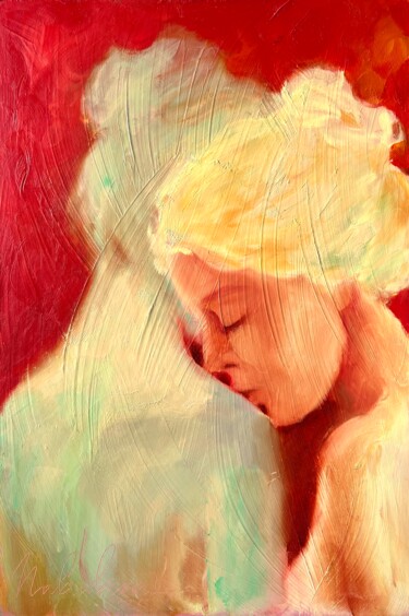 Ζωγραφική με τίτλο "Angel is always the…" από Isolde Pavlovskaya, Αυθεντικά έργα τέχνης, Λάδι Τοποθετήθηκε στο Χαρτόνι