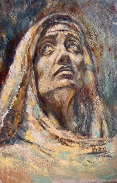 Pittura intitolato ""Traveler"" da Isolde Pavlovskaya, Opera d'arte originale, Olio Montato su Cartone