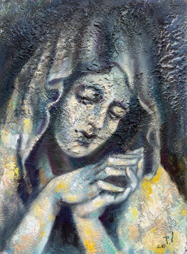 Painting titled ""Blessing"" by Isolde Pavlovskaya, Original Artwork, Oil Mounted on Cardboard