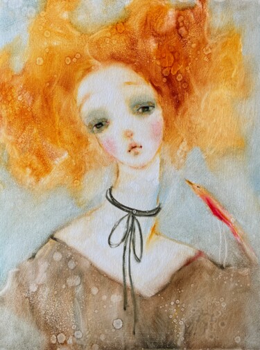 Painting titled "Josephine's Dreams" by Isolde Pavlovskaya, Original Artwork, Oil Mounted on Cardboard