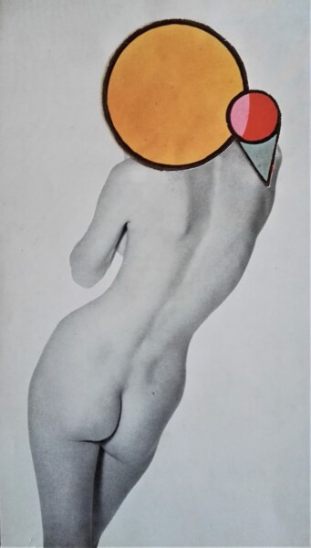 Collages intitolato "Erotic Orange Circl…" da Isra, Opera d'arte originale, Collages