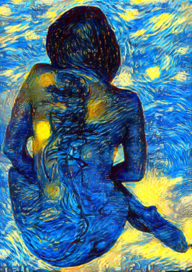 Digital Arts με τίτλο "Blue Girl" από Isra, Αυθεντικά έργα τέχνης, Χειρισμένη φωτογραφία