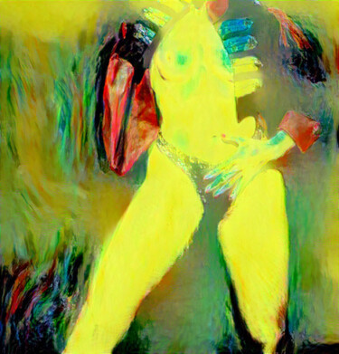 Digitale Kunst getiteld "Yellow Girl" door Isra, Origineel Kunstwerk, Gemanipuleerde fotografie
