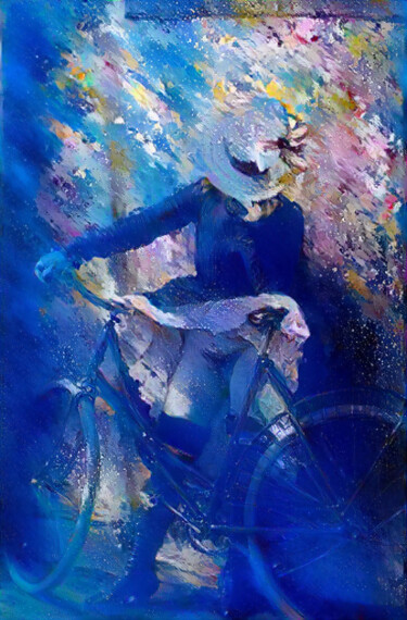 Digital Arts titled "Blue and Bycicle" by Isra, Original Artwork, Manipulated Photography