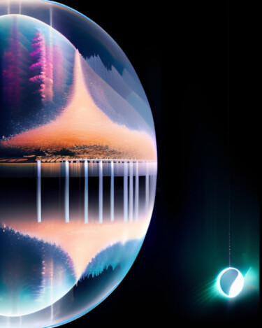 数字艺术 标题为“Earth and Moon” 由Isra, 原创艺术品, AI生成的图像