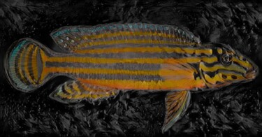Digitale Kunst mit dem Titel "Fish On Black Backg…" von Isra, Original-Kunstwerk, Fotomontage