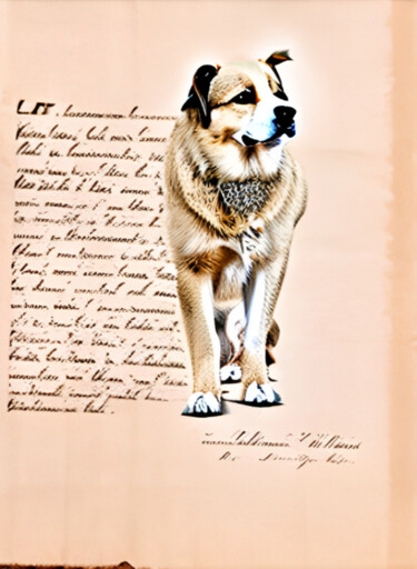 Цифровое искусство под названием "Dog and Letters" - Isra, Подлинное произведение искусства, Фотомонтаж