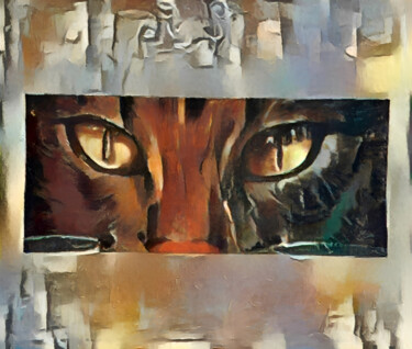 Digitale Kunst getiteld "Cat Eyes" door Isra, Origineel Kunstwerk, Gemanipuleerde fotografie