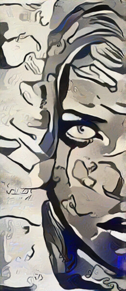 Цифровое искусство под названием "Half Face" - Isra, Подлинное произведение искусства, Манипулированная фотография