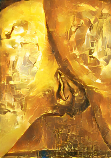 Digitale Kunst getiteld "Golden Pussy" door Isra, Origineel Kunstwerk, Gemanipuleerde fotografie