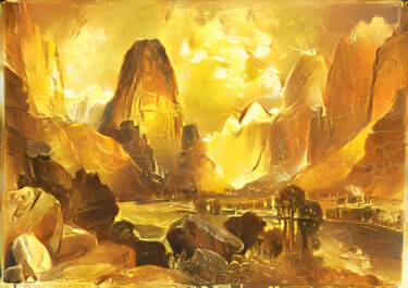 Arte digital titulada "Mountains Of Gold" por Isra, Obra de arte original, Fotografía manipulada