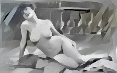 Digital Arts titled "Gray Nude" by Isra, Original Artwork, Manipulated Photography