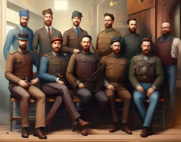 Digital Arts titled "Portrait Of Soldiers" by Isra, Original Artwork, AI generated image