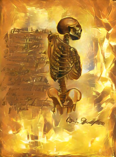 제목이 "Golden Skeleton1"인 디지털 아트 Isra로, 원작, 디지털