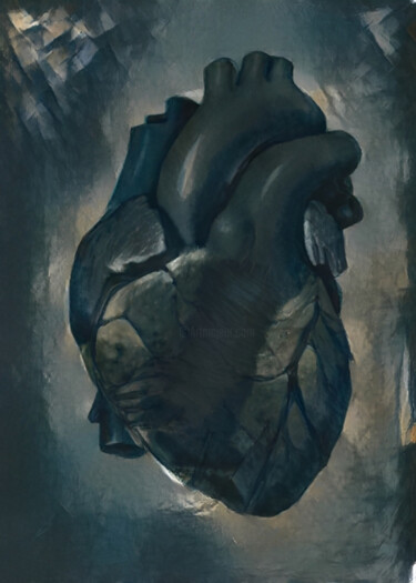 Digitale Kunst getiteld "Gray Heart" door Isra, Origineel Kunstwerk, Digitale fotografie