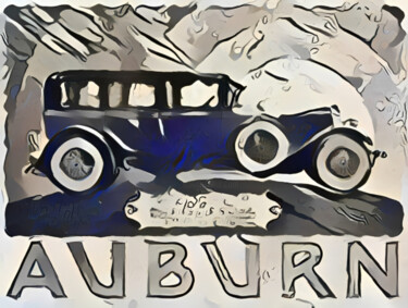 Digital Arts titled "Blue Vintage Car" by Isra, Original Artwork, Digital Photography