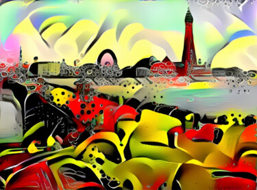 Digital Arts titled "Abstract City Beach" by Isra, Original Artwork, Manipulated Photography