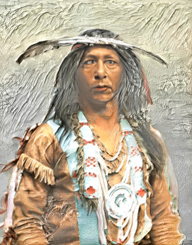 Цифровое искусство под названием "American Indian" - Isra, Подлинное произведение искусства, Цифровая фотография