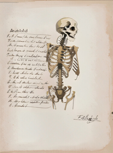 Digitale Kunst mit dem Titel "Drawing Of A Skelet…" von Isra, Original-Kunstwerk, Manipulierte Fotografie