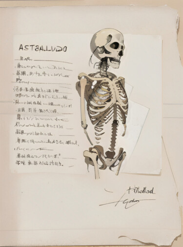 Цифровое искусство под названием "Skeleton And Manusc…" - Isra, Подлинное произведение искусства, Манипулированная фотография