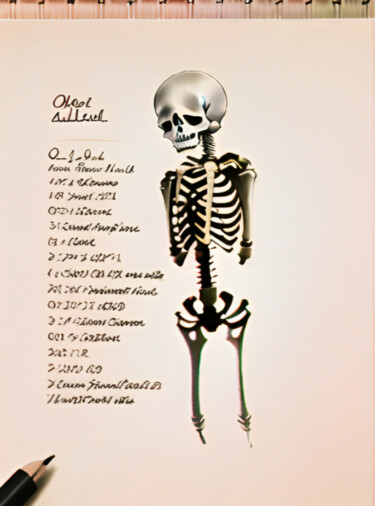 Digitale Kunst getiteld "The Sad Skeleton" door Isra, Origineel Kunstwerk, Gemanipuleerde fotografie