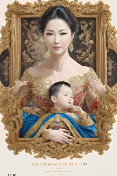Цифровое искусство под названием "Golden Mother" - Isra, Подлинное произведение искусства, Изображение, сгенерированное ИИ