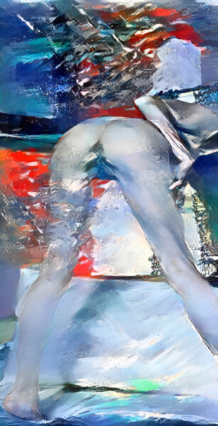 Arte digital titulada "Nude red and grey" por Isra, Obra de arte original, Fotografía manipulada