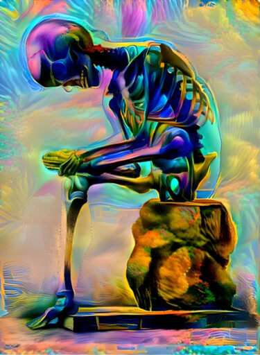 Digital Arts titled "Colorful Skeleton" by Isra, Original Artwork, AI generated image