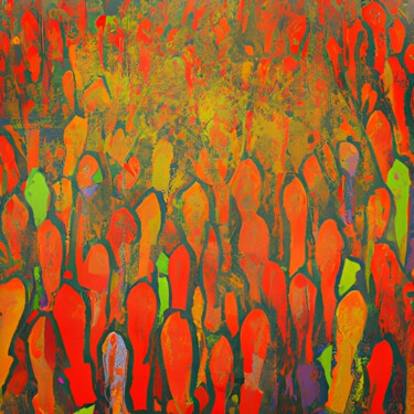 Arte digital titulada "Orange silhouttes" por Isra, Obra de arte original, Imagen generada por IA