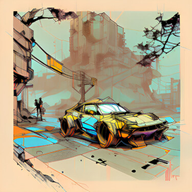 Digital Arts titled "Car Of The Apocalyp…" by Isra, Original Artwork, AI generated image
