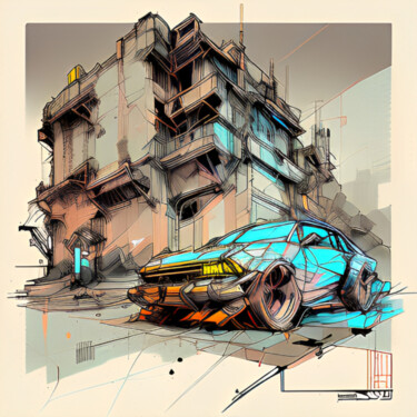 Arte digital titulada "Car Of The Futurex" por Isra, Obra de arte original, Imagen generada por IA