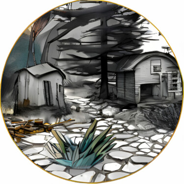 Digital Arts titled "Cabins In The Circle" by Isra, Original Artwork, Digital Photography