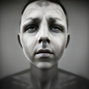 Digital Arts titled "Portrait In Gray" by Isra, Original Artwork, Digital Photography