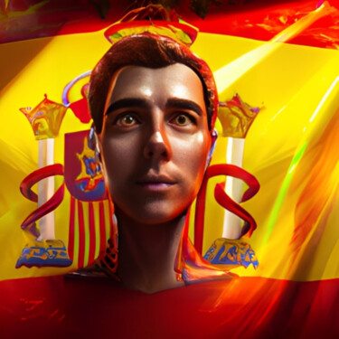 Digitale Kunst getiteld "Spain!!!" door Isra, Origineel Kunstwerk, AI gegenereerde afbeelding