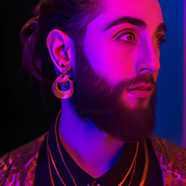 Цифровое искусство под названием "Purple Face" - Isra, Подлинное произведение искусства, Изображение, сгенерированное ИИ