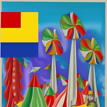 Arts numériques intitulée "Yellow, red and blu…" par Isra, Œuvre d'art originale, Image générée par l'IA