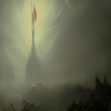 Arts numériques intitulée "Flag In The Fog" par Isra, Œuvre d'art originale, Image générée par l'IA