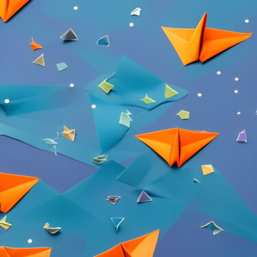 Digitale Kunst getiteld "Origamixx1" door Isra, Origineel Kunstwerk, AI gegenereerde afbeelding